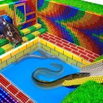 Build Swimming Pool Around The Secret Catfish Underground House From Magnetic Balls ( Satisfying )