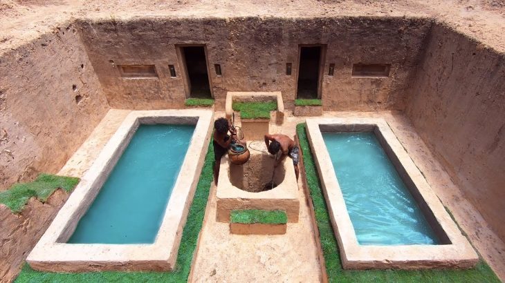 Build The Greatness Underground Temple Swimming Pool By Primitive Technology