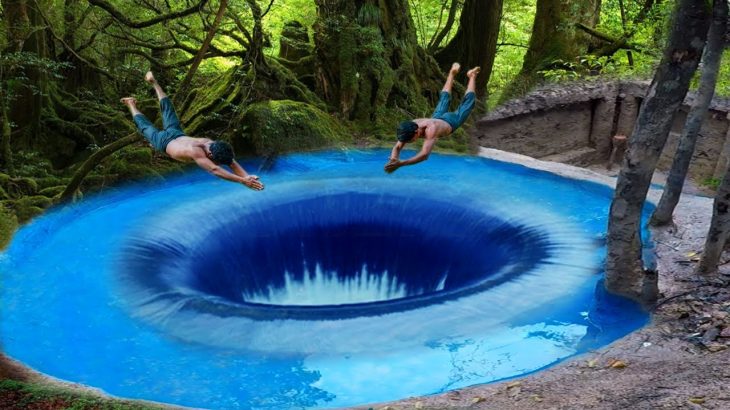 30 Days Survival to Build Underwater Well Entrance to Underground Swimming Pool House