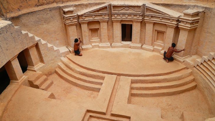 Build underground rick Swimming pool Temple house