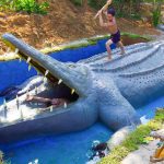 Build Underground Swimming Pool Water Slide Crocodile Around Secret Underground House