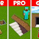 Minecraft NOOB vs PRO vs GOD: SECRET UNDERGROUND BASE BUILD CHALLENGE! (Animation)