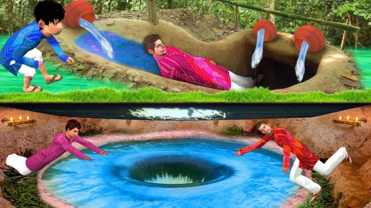 भूमिगत सुरंग Underground Slider Water Tunnel Swimming Pool Hindi Kahaniya हिंदी कहानिया Comedy Video
