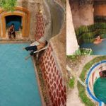 Build The Most Tunnel Water Slide Park To Underground Swimming Pool And Secret Underground House
