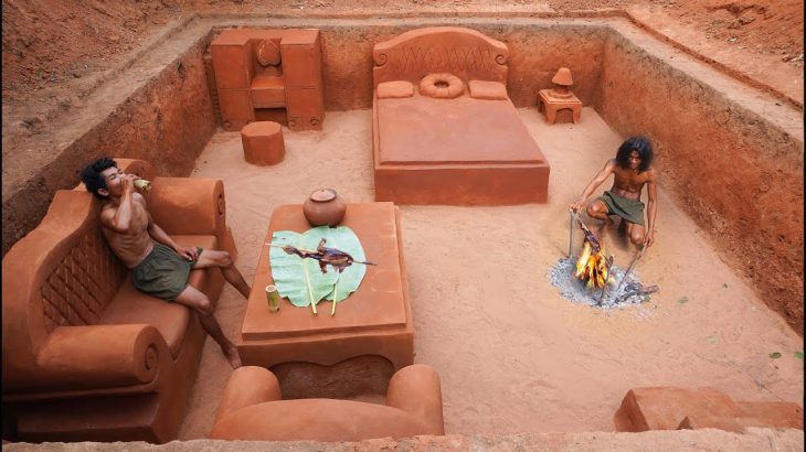 Dig To Building The Most Creative Underground House With Decoration Private Bed Room