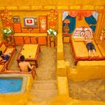 Build Underground House With Large Bed And Modern Underground Red Aquarium