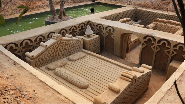 Building Modern Underground King Room With Swimming Pool In Underground House – Full Video