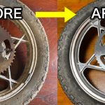 【アルミホイール磨き】サビサビのホイールを全力で磨きまくった結果。鏡面仕上げ。GSX250Eレストア９Aluminum wheel Mirror polishing