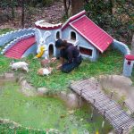 Build The Most Beautiful Rabbit Villa with Mini Pool Near My Underground House, off grid Life