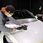 テスラ モデル3 デュアルモーター パールホワイトマルチコート磨き&完全無機質のクォーツ(親水性）施工 スピード関西