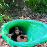 Amazing Girl Building Secret Underground House And Water Slide To Swimming Pool Underground.