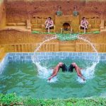 Build Swimming Pool Around The King Underground House With full Size Modern Bed