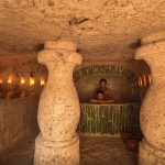 Build Temple Underground House And Bamboo Bath Pools