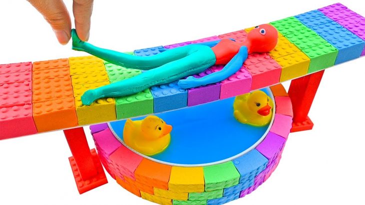 Satisfying Video | How To Make Rainbow Pool & Bridge from Kinetic Sand Cutting ASMR | Zon Zon