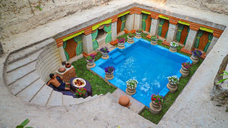 Unbelievable! Build The Greatness Simple Underground Temple And Swimming pool House