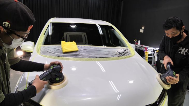 新型オデッセイ アブソルート e-HEV プラチナホワイトパール磨き&ハイモースコートザ・ネオ（超撥水）施工