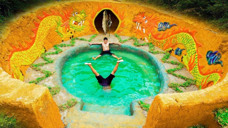 Build Swimming Pool Dragon Flying Around The Underground House With The Most Special Skills