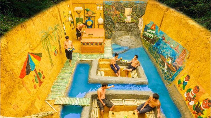 Build Underground House With Large Bed And Modern Underground Swimming Pool Same Aquarium