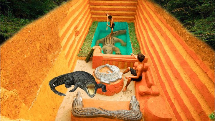 Build Underground Swimming Pool Crocodile Around Secret Underground House