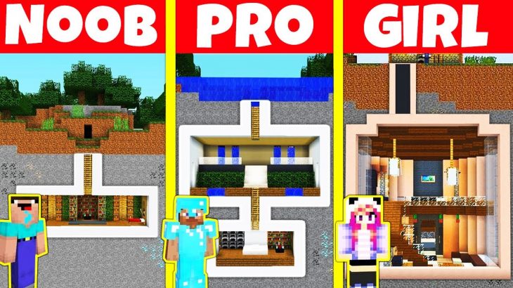 Minecraft Battle: NOOB vs PRO vs GIRL: UNDERGROUND HOUSE BUILD CHALLENGE / Animation