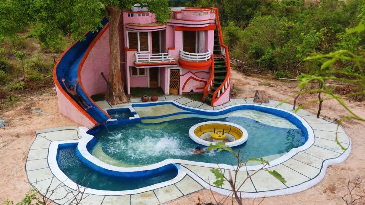 125Days To Build The Most Up To Date Mud Villa With WaterSlide &attractive Underground Swimming Pool