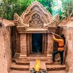Amazing Building!! Build Most Beautiful Underground Temple House By Ancient Skill. Living Off Grid.