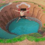 Build Most Beautiful Water Slide Swimming Pool Around Secret Underground House With Ancient Skills
