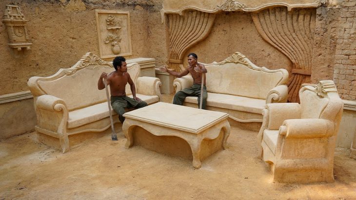 Build Most Modern Underground House with Private Underground Living Room and Luxury Furniture