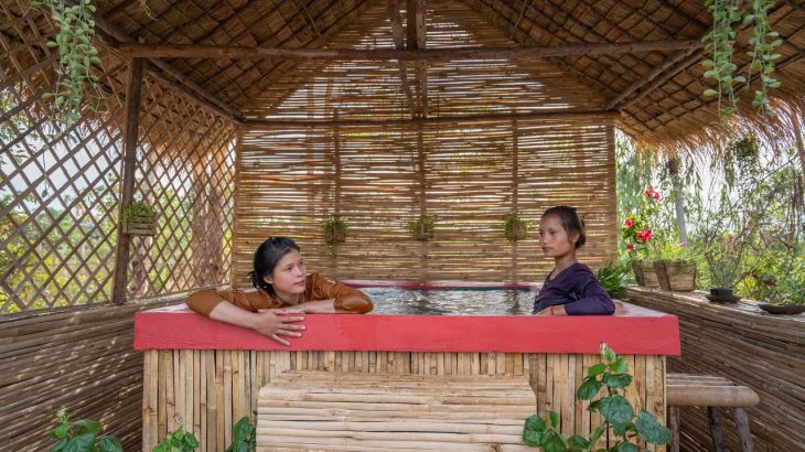 Girls build The Most Beautiful Mini Swimming Pool