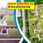 বাংলাদেশে মাটির নিচে ঘর। উপরে সবজি ও ফল গাছ।UNDERGROUND HOUSE