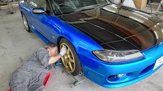 サンダー社長。シルビア塗装の磨き♪  #塗装手直し#diy