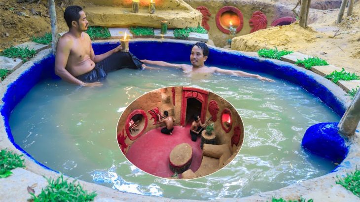 60 Days Building The Most Amazing Underground House and Private Living Room, Water Slide Temple
