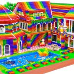 ASMR Magnets | Build Most Beautiful Mansion with Swimming Pool and Colorful Fish, Turtles, Hamster