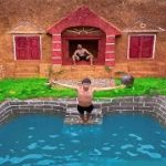 Build Swimming Pools Around Secret Underground House With Primitive Technology