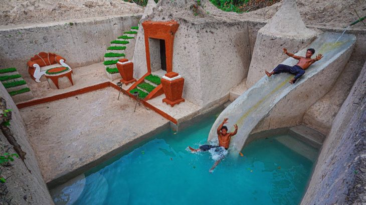 How To Build The Most Amazing Underground Water Slide Park Into Underground Swimming Pool House