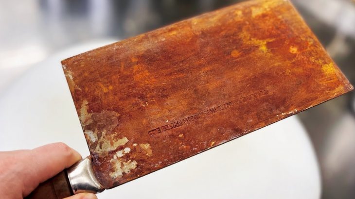 サビた中華包丁を研ぎ、磨き、復活させるべし