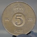 スウェーデン5OREコイン磨いてみた コロナエキストラを飲みながら Sweden gustaf vi adolf sveriges konung 1966 5ore
