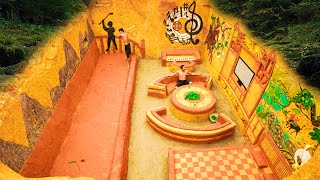 Build Underground House The Golf Game With Large Bed And Modern Underground Swimming Pool
