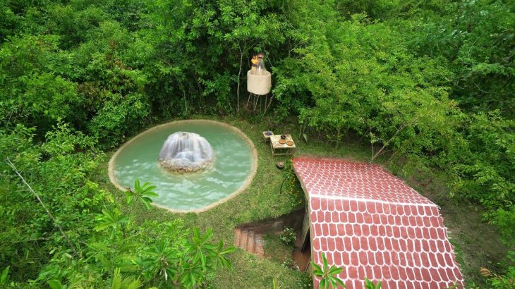 Update Roof and Build Beautiful Amazing  Swimming Pool Around Mountain Near My Underground House