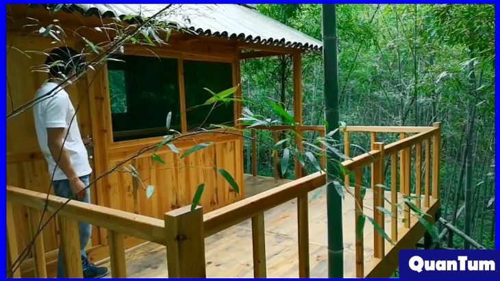 assemble a treehouse in a beautiful bamboo forest