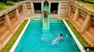 90 Days build underground temple tunnel and water slide pool |underground walter slide pool|