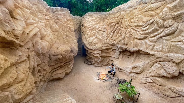 Amazing Building! Girl Build Incredible Underground Cliff Valley Palace