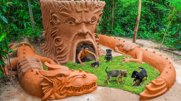 Build Giant Underground House For Collected Abandoned Puppies