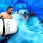 Liquid nitrogen In Tunnel Swimming Pool – बादल जमीन पर आ गए #shorts @CRAZY BE CRAZY