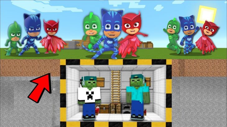 MINECRAFT BUILDING A UNDERGROUND HOUSE AGAINST PJ MASK MOD !!