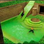 106 Days Building The Most Amazing Underground Water Slide Temple House