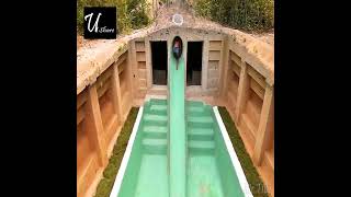 90 Days Built Underground Temple Tunnel and Water Slide Pool.