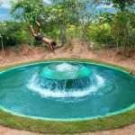 Build Secret Underground Hole Temple With Water Slide to Underground Swimming Pool For Escape Enemy