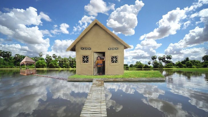Building The Most Beautiful Lovely House On Water and Sitting Place Near Mud House