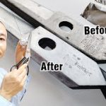 アルミホイルで錆びた裁ちばさみを磨きます。簡単お手軽